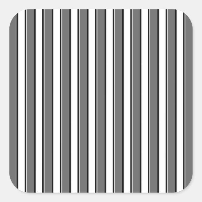 Gray and Black Stripes on White Square Sticker (Front)