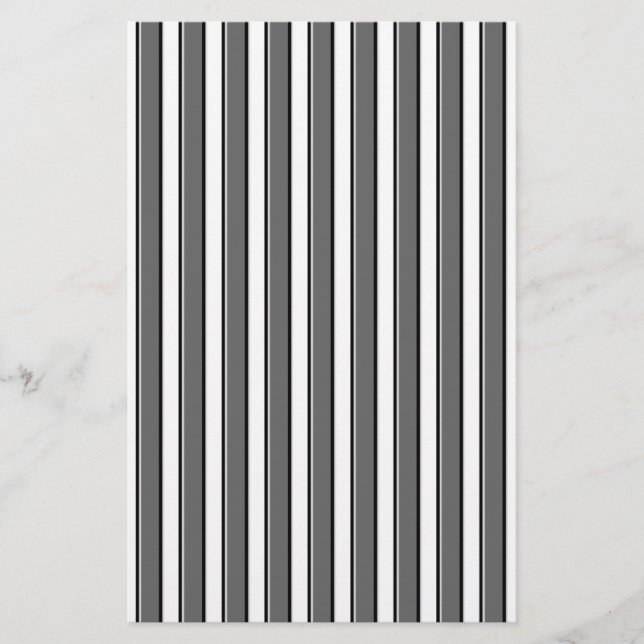 Gray and Black Stripes on White Stationery (Front)