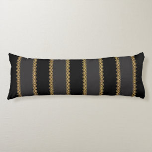 Gray and Black Stripes with Gold Lace Body Pillow