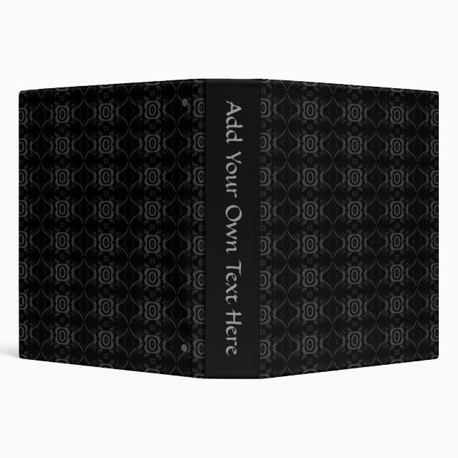 Gray and Black Stylish Flower Pattern. 3 Ring Binder (Background)