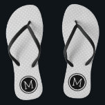 Gray and Black Tiny Dots Monogram Flip Flops<br><div class="desc">Custom printed flip flop sandals with a cute girly polka dot pattern and your custom monogram or other text in a circle frame. Click Customize It to change text fonts and colors or add your own images to create a unique one of a kind design!</div>