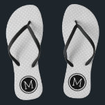 Gray and Black Tiny Dots Monogram Flip Flops<br><div class="desc">Custom printed flip flop sandals with a cute girly polka dot pattern and your custom monogram or other text in a circle frame. Click Customize It to change text fonts and colors or add your own images to create a unique one of a kind design!</div>