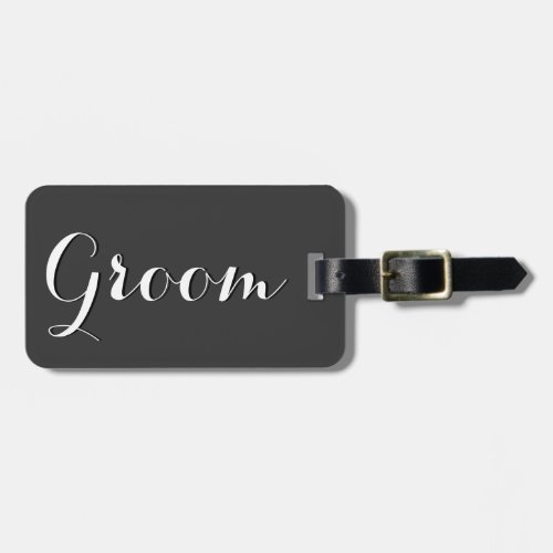Gray and black wedding luggage tag for groom