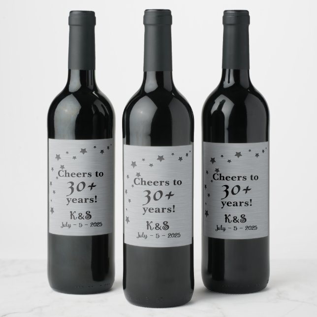 Gray and Black With Shooting  Stars Wine Label (Bottles)