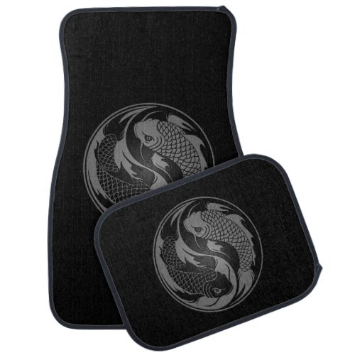 Gray and Black Yin Yang Koi Fish Car Floor Mat