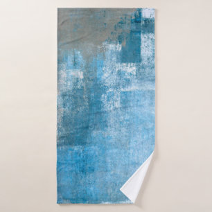 Gray and Blue Abstract Art Paintingabstract, paint Bath Towel