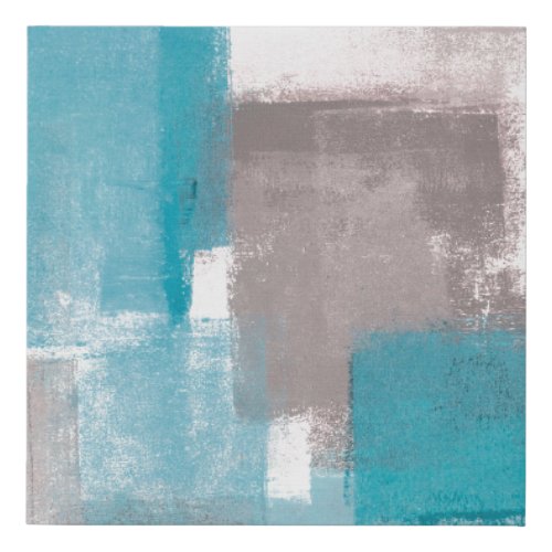 Gray and Blue Abstract Art Paintingabstractpainti Faux Canvas Print