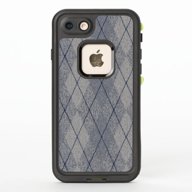 Gray and Blue Argyle Pattern LifeProof iPhone Case (Back)