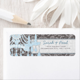 Gray and Blue Chandeliers Return Address Label