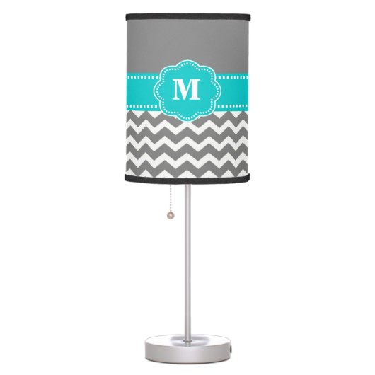 Gray and Blue Chevron Monogram Lamp Shade (Right)