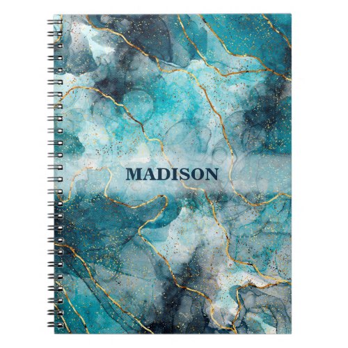 Gray And Blue Marble  Notebook