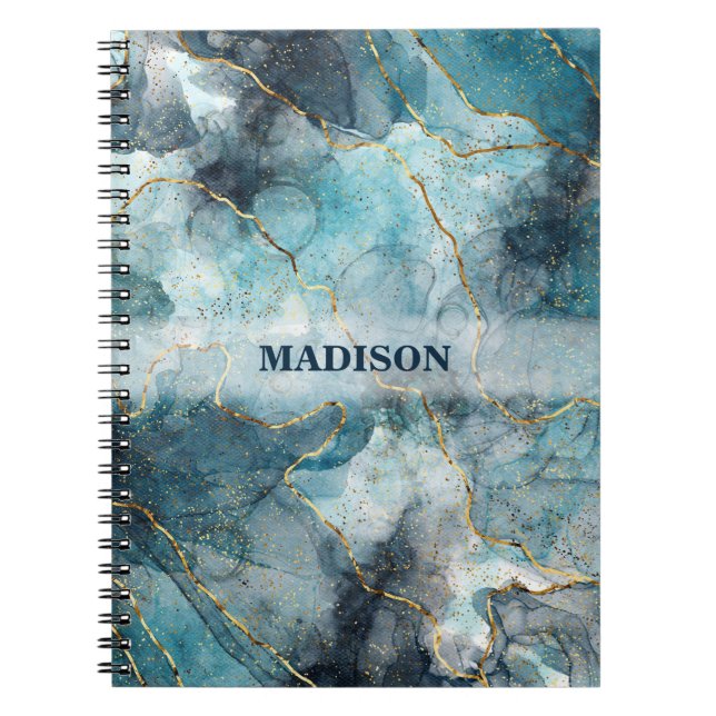 Gray And Blue Marble  Notebook (Front)