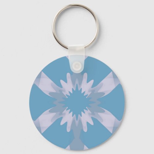 Gray and Blue Mid Century Modern Floral Keychain