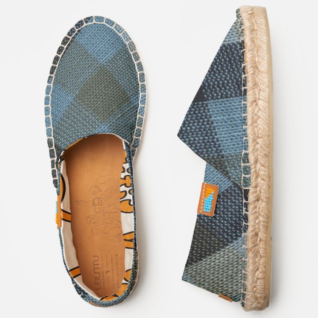 Gray and Blue Plaid / Tartan Espadrilles (Side)