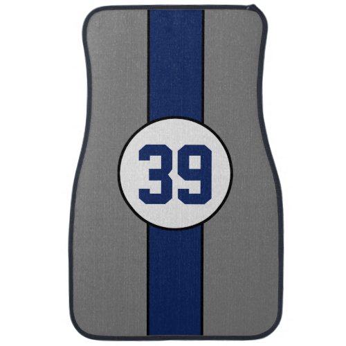 Gray and Blue Stripe custom car mats