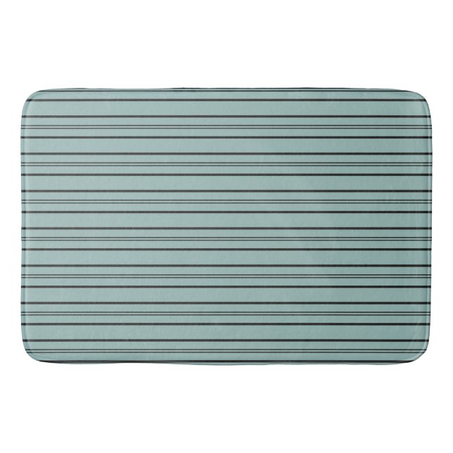 Gray and Blue Stripes   Bath Mat (Front)