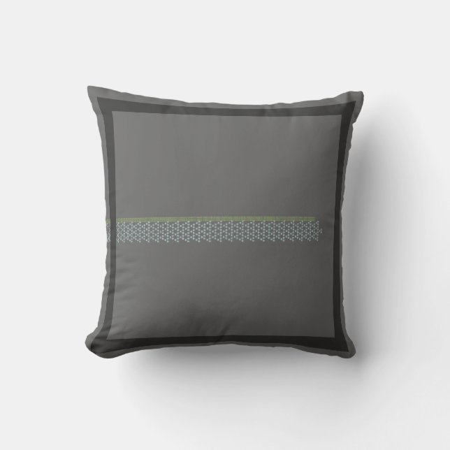 gray and blue / teal floral pillow (Front)