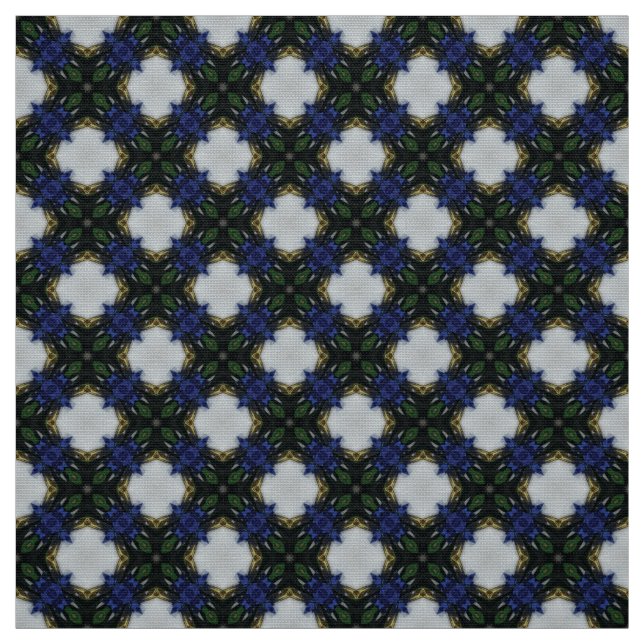 Gray and Blue tile Upholstery Fabric (Swatch)