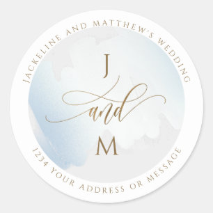 Gray and Blue Wedding Envelope Seal / Favor