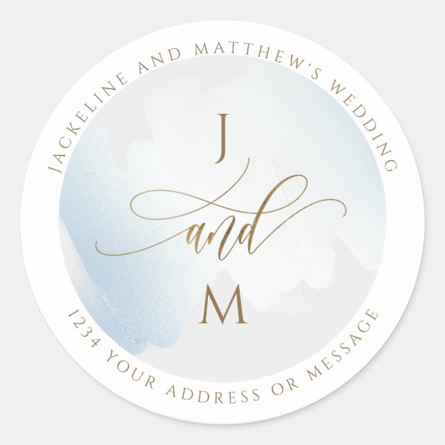 Gray and Blue Wedding Envelope Seal / Favor (Front)