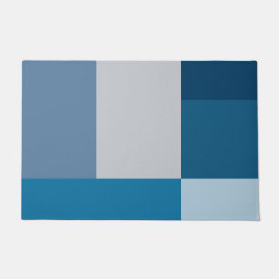 Gray And Blues Color Block Print Doormat