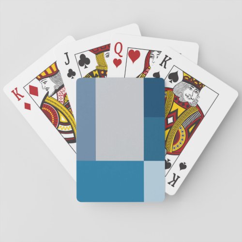 Gray And Blues Color Block Print Poker Cards