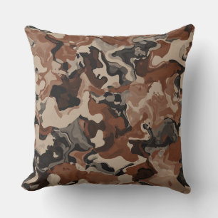 Gray and Brick Brown Abstract Throw Pillow