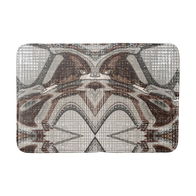 Gray and Brown Abstract Art Bath Mat (Front)