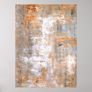 Gray and Brown Abstract Art Painting Poster