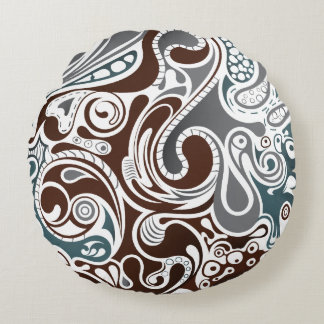 Abstract Pillows - Decorative & Throw Pillows | Zazzle - Gray and Brown Abstract Pattern Round Pillow