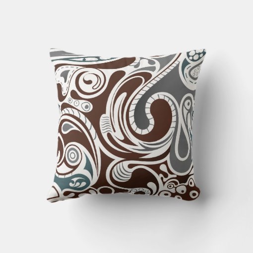 Gray and Brown Abstract Throw Pillow | Zazzle