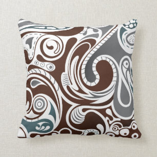 Gray and Brown Abstract Throw Pillow