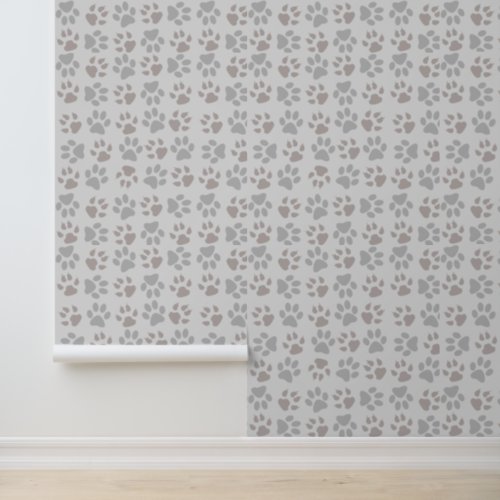 Gray and Brown Faded Paw Prints Wallpaper
