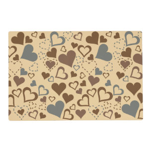Gray and Brown Hearts Pattern Placemat