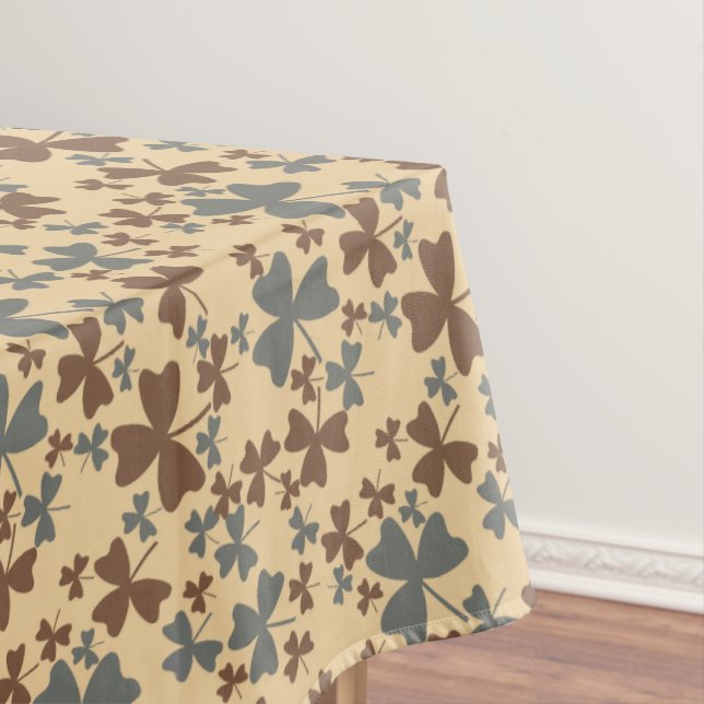 Gray and Brown Shamrock Pattern Tablecloth (In Situ)