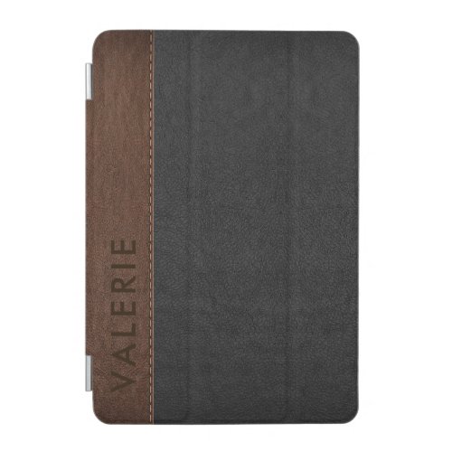 Gray and brown stitched leather design iPad mini cover