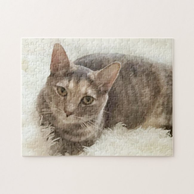 Gray and Brown Tabby Cat Jigsaw Puzzle