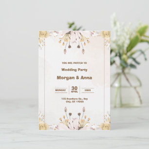Gray and Brown Watercolor Wedding Invitation
