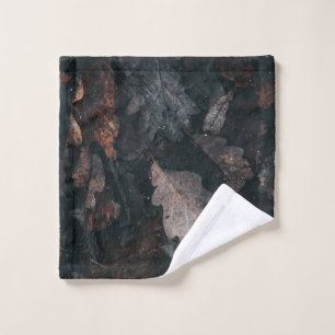 Gray and brown withered leaves wash cloth