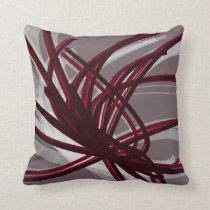 Gray and Burgundy Artistic Abstract Ribbons Throw Pillow Gray and Burgundy Artistic Abstract Ribbons Throw Pillow