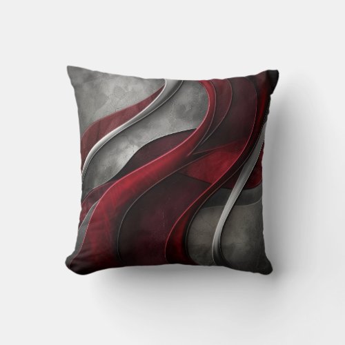 Gray and Burgundy Wine Abstract Art  Throw Pillow