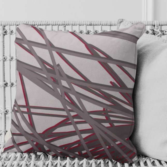 Gray and Burgundy Wine Modern Elegant Abstract Throw Pillow (Creator Uploaded)