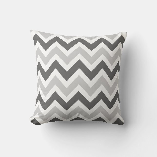 Gray and Charcoal Chevron Throw Pillow (Front)