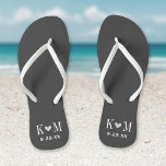 Gray and Charcoal Modern Wedding Monogram Flip Flops<br><div class="desc">Custom printed flip flop sandals personalized with a cute heart and your monogram initials and wedding date. Click Customize It to change text fonts and colors or add your own images to create a unique one of a kind design!</div>