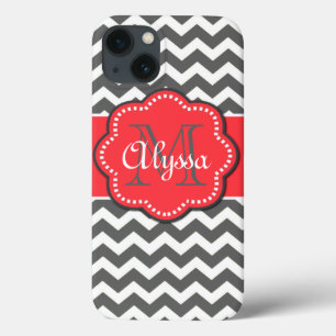 Gray and Coral Chevron Monogram Cover