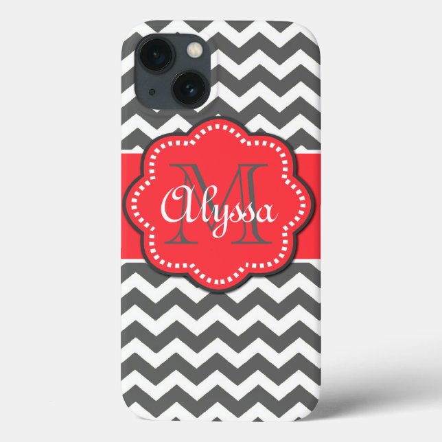 Gray and Coral Chevron Monogram Cover (Back)