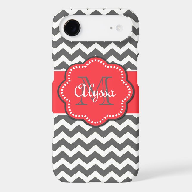 Gray and Coral Chevron Phone Case (Back)