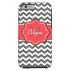 Gray and Coral Chevron Phone Case