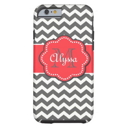 Gray And Coral Chevron Phone Case