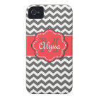 Gray and Coral Chevron Phone Case